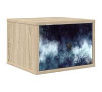 LMTYOENFG Table de chevet murale en chêne Sonoma - 36 x 33 x 25 cm | Console murale peu encombrante pour chambre à coucher avec tiroir et bouton en acier noir pour un rangement à portée de main.