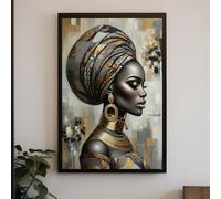 LMYCHENG Portrait de femme dorée sur toile, affiches et estampes de femme noire africaine, œuvre encadrée, pour la chambre, décoration intérieure (70x100cm/sans cadre)