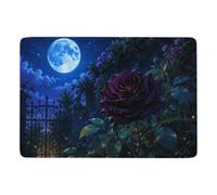 LMYmoney Black Rose Under A Blue Moon Tapis 150 X 100 Cm, Doux pour Chambre | Tapis de salon : ajoute une touche douce et décorative; avec entretien facile à la main; pour petits espaces intérieurs