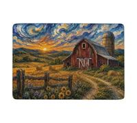LMYmoney Impressionistic Barn and Hay Bales Painting Tapis 150 x 100 cm | Tapis 150 x 100 cm pour la déco de Noël, avec impression par transfert thermique; pour chambre et salon