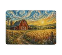 LMYmoney Impressionistic Barn and Hay Bales Painting Tapis 150 x 100 cm | Tapis imprimé à poils courts pour la déco de Noël, avec dos à points PVC antidérapants; pour chambre d'amis et coin lecture