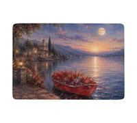 LMYmoney Romantic Boat Full of Roses Under The Moon Tapis 150 x 100 cm | Tapis 150 x 100 cm pour le quotidien, avec poils courts; pour petits espaces intérieurs