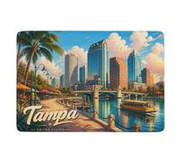 LMYmoney Tampa Riverwalk Skyline Tapis 150 x 100 cm, Doux et Antidérapant | Tapis imprimé de chambre : adapté à une utilisation toute l'année; avec dos à points PVC antidérapants; pour chambre