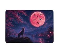 LMYmoney Wolf Howling at Pink Moon Tapis 150 x 100 cm, Doux et Antidérapant | Tapis antidérapant : se place facilement près du lit ou du canapé; avec surface douce; pour chambre d'amis et coin lecture