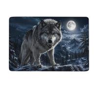 LMYmoney Wolf with Diamond Grill Tapis 150 x 100 cm, Doux et Antidérapant | Idée cadeau de Noël : tapis de salon à poils courts, avec dos à points PVC antidérapants; pour petits espaces intérieurs