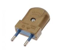 LnD - Fiche Électrique Mâle Plate - Compatible Tous Types Câbles ronds 2 x 0,75mm2 à 2 x 1mm2-10 Ampères - Or