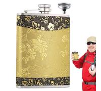 Lnhgh Flasque à liqueur en acier inoxydable de 226 ml avec entonnoir, bouteille à liqueur portable étanche avec paillettes pour whisky et