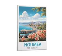 LNHZGNJNH Noumea Poster de voyage vintage Nouvelle-Calédonie 30 x 45 cm Impression sur toile Décoration murale pour salon, chambre à coucher