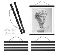 LNSYSNS 3 Pièces Porte Affiche Magnetique, 31 cm Magnétiques Moderne en Bois, A3 Porte Affiche, Support pour Affiche-Suspendue avec Corde de Suspension, pour Affiches et Tableaux