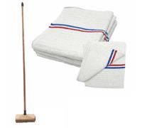 LNT France Balai Brosse à Récurer Lave Pont + 3 Serpillères 60x100cm | Fabriquées en France, Poils de Brosse Résistants, Manche 130 cm, Serpillères Supérieures