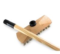 LNT France - Balai Brosse Lave-Pont 22 cm Imitation chiendent - Manche Bois 1,25 m - Monture Bois - pour Laver récurer ponts terrasses carrelages sols Tapis - Douille vissante Plastique
