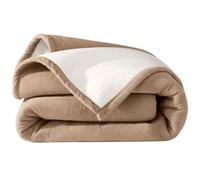 LNT France Couverture Polaire Luxe, Sable & Glace, 180x220 cm, 450 g/m² | 100% Polyester, 450 g/m², Traité Non-feu, Double Couleur, Ultra Chaude et Douce pour Lit et Canapé