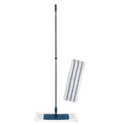 LNT France - Lot 1 Balai Téléscopique Professionnel et 2 Serpillères Microfibres Grattantes, 44 x 14 cm pour Laver, Nettoyer et Éponger Tous Types de Sols