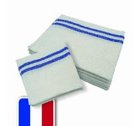 LNT France - Lot de 10 serpillères bouclées Blanches, 50 x 60 cm, fabriquées en France, très résistantes et absorbantes. Essorage Facile. idéales pour la Cuisine, Salle de Bain, Salon. 100% recyclées