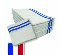 LNT France - Lot de 10 serpillières bou s blanches, 50 x 60 cm, fabriquées en France. Pour la cuisine, salle de bain, salon