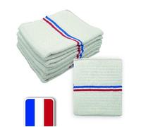 LNT France - Lot de 3 Serpillères Gaufrées Blanches 60x100 cm - Fabriquées en France - Multiusages pour Tous les Sols