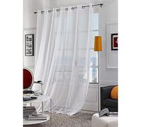 LNT France Panneaux Rideaux Voilages MEMOIRE, Blanc, 140x240 cm | Lot de 2, Oeillets, 100% Polyester