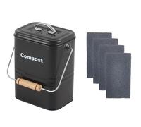 LNT France Poubelle Compost Cuisine 3L Acier avec 4 filtres Charbon | 4 Filtres Charbon