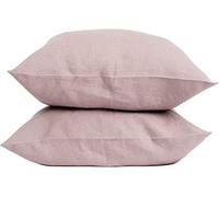 LNT France Taie d'oreiller carrées 100% Lin Lavé 65x65 cm Rose Poudre | Lot de 2