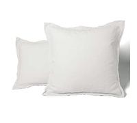 LNT France - Taie d'oreiller carrées - Volants piqués - 100% Lin Lavé - 65x65 cm - Linge de Maison - Taie d’Oreiller - Lot de 2 (Blanc)
