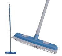 LNT Les Nouveaux Textiles - Balai Brosse Silicone Caoutchouc, avec Raclette Intégrée - Balai Coiffeur Télescopique Anti Poils d'animaux - Accroches pour Serpillière - Lavage Intérieur & Extérieur