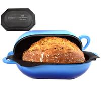 LoafNest - Le kit de cuisson du pain artisanal le plus simple du monde. Cocotte en fonte [Bleu Dégradé] avec revêtement antiadhésif en silicone perforé