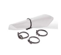 LOBERON Astor Lot de 4 ronds de serviettes - Fonte de haute qualité - Superbe patine, noir