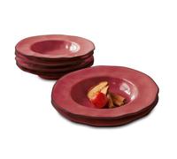 LOBERON Biarré Lot de 6 assiettes creuses - Lot de six assiettes - Grès de haute qualité, rouge