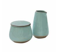 LOBERON Biarré Sucrier et petit pot à lait - Tout le charme du fait main - Aspect méditerranéen, turquoise