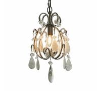 LOBERON Calistron Suspension - Pendentifs en verre en forme de gouttes - Décor de perles sur un support métallique, gris/blanc