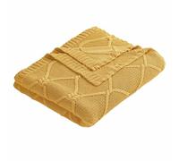 Loberon Cresil Plaid - Plaid tricoté - Pur Coton, Jaune