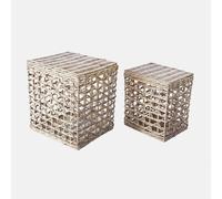 Loberon Dallowmere Lot de 2 paniers - Rotin tressé - Charmant Style Maison de Campagne, Marron