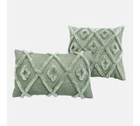 Loberon Élouvan Lot de 2 Housses de Coussins - Motif Graphique tufté - Met en Valeur Le canapé, Vert