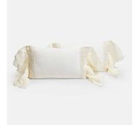 Loberon Jolévianne Lot de 2 Housses de Coussins - Tissu Pur Coton - Grands Volants en Lin, crème