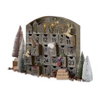 Loberon Léran Calendrier de l’Avent - 30 LED Blanc Chaud - Petites Maison et Chiffres découpés, Gris
