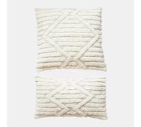 Loberon Nolivette Lot de 2 Housses de Coussins - Agréable mélange de Jute et de Coton - Motif tufté en Relief, Beige