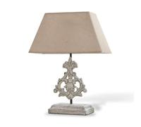 LOBERON Poème Lampe à poser - Objet artisanal - L'abat-jour rectangulaire complète parfaitement le design, lin/blanc vieilli
