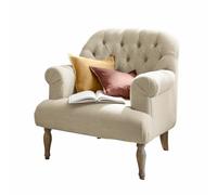 Loberon Shambrook Fauteuil - Élégant capitonnage Chesterfield - Tissage Fin, Lin