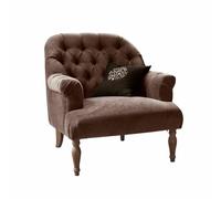 Loberon Shambrook Fauteuil - Élégant capitonnage Chesterfield - Tissage Fin, Marron foncé
