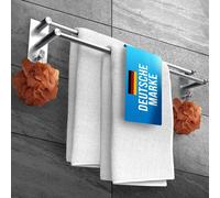 LOBUX® - Porte-serviettes sans perçage – 60 cm, acier inoxydable résistant à la corrosion – Double porte-serviettes pour salle de bain, adhésif – Barre à serviettes, porte-serviettes de bain avec 2 cr