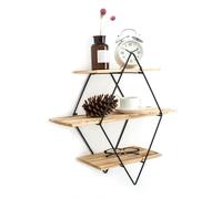 Lobwerk Étagère murale design 50 x 50 x 19 cm - Étagère murale pour cuisine et livre - En bois véritable - Motif losange