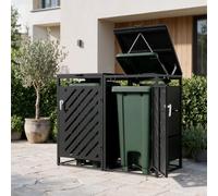 Local Poubelle Exterieur,Cache-poubelles Anthracite avec Système de Fermeture en Douceur,Couvercle Couplé,Poignée de Porte avec Serrure et Résistant Aux Intempéries,Capacité Jusqu'à 240L,68*80*116.1CM