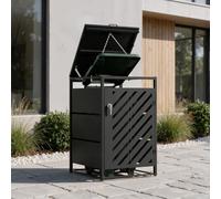 Local Poubelle Exterieur,Cache-poubelles Anthracite avec Système de Fermeture en Douceur,Couvercle Couplé,Poignée de Porte avec Serrure et Résistant Aux Intempéries,Capacité Jusqu'à 240L,68*80*116.1CM