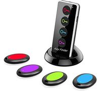 Localisateur de clés, 1 émetteur + 4 récepteurs, portée de Travail de 100ft, 80 DB sans Fil RF, avec Lampe de Poche LED, adapté pour clés, Portefeuille, téléphone et Animaux de Compagnie.