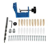 Localisateur de Trous Obliques en Alliage D'aluminium Bleu | Gabarit de Perçage Compact, Foret Réglable, Résistance à L'usure, Usage Menuiserie Professionnelle