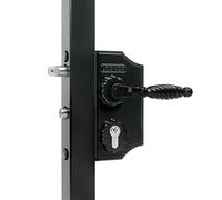 Locinox LAKY Serrure à grille décorative pour portes à bijoux | Revêtement par poudre - Différentes couleurs (RAL 9005 - noir profond, largeur du cadre 40-50 mm)