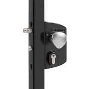 LOCINOX LIKQ U2 Serrure électrique fermée sans courant, revêtue par pulvérisation, pour portes battantes à battant (RAL9005, noir profond, largeur du cadre 30 à 50 mm)