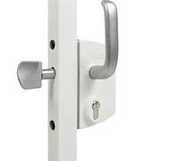 Locinox Serrure de Porte Coulissante Lskz Hoftorschloss, Ecluse, Château pour Portails Coulissants avec Couche de Poudre Edelstahlmechanismus (RAL9010 - Blanc Pur, Largeur Du Cadre 40x40 MM)