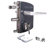 Locinox Serrure Sécurité LAKQ6060 U2, Antrhranzitgrau Ral 7016, pour 60 À 80mm Rahmenprofile - Gartentorschloss, Flügeltorschloss, Château de Boîte Avec Cylindre Pour Dévisser, Gartentürschloss