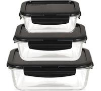 LOCK & LOCK Boroseal Lot de 3 boîtes de conservation en verre avec couvercle carré pour four, micro-ondes et congélateur 160 ml, 380 ml, 630 ml